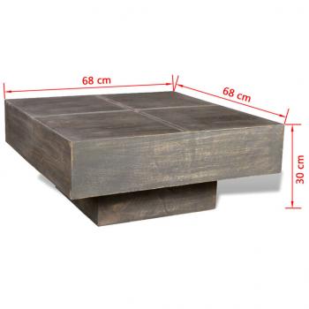 Couchtisch Dunkelbraun Quadratisch Massivholz Mango 