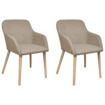 ARDEBO.de - Esszimmerstühle 2 Stk. Beige Stoff und Massivholz Eiche