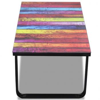 Couchtisch mit Glasplatte Regenbogen-Aufdruck 