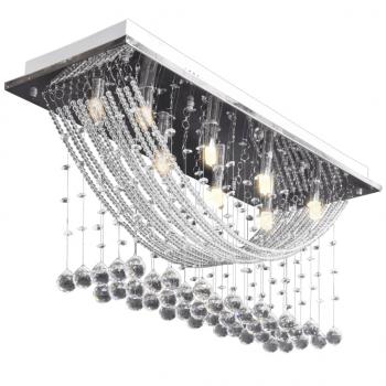 Weiße Deckenlampe mit funkelnden Glasperlen 8 x G9 29 cm 