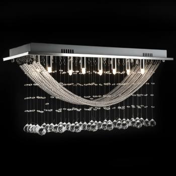 Weiße Deckenlampe mit funkelnden Glasperlen 8 x G9 29 cm 