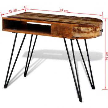 Schreibtisch Altholz Massiv mit Eisenbeinen