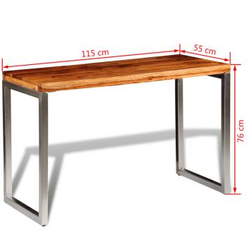 Esstisch Bürotisch Massivholz Palisander mit Stahlbeinen