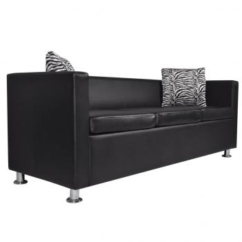 3-Sitzer-Sofa Kunstleder Schwarz  