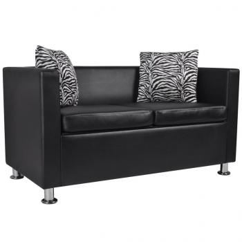 ARDEBO.de - 2-Sitzer-Sofa Kunstleder Schwarz 