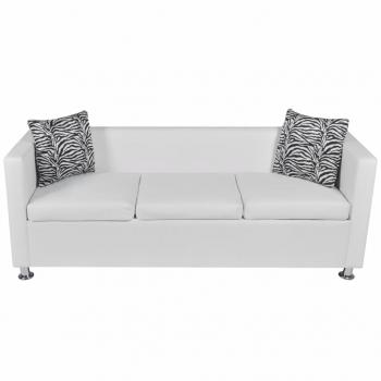 3-Sitzer-Sofa Kunstleder Weiß