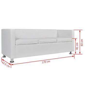 3-Sitzer-Sofa Kunstleder Weiß