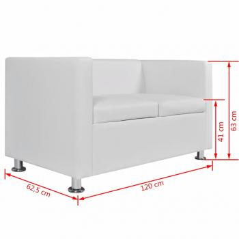 2-Sitzer-Sofa Kunstleder Weiß