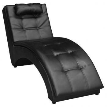 ARDEBO.de - Chaiselongue mit Kissen Schwarz Kunstleder