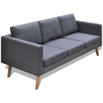 ARDEBO.de - Sofa 3-Sitzer Stoff Dunkelgrau 