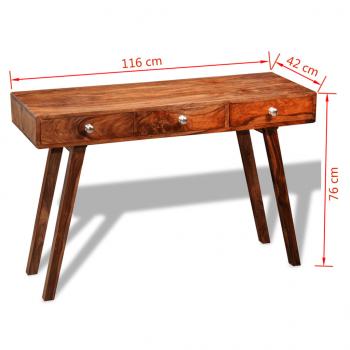 Konsolentisch mit 3 Schubladen 76 cm Massivholz Palisander