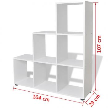 Treppenregal Bücherregal 107 cm Weiß