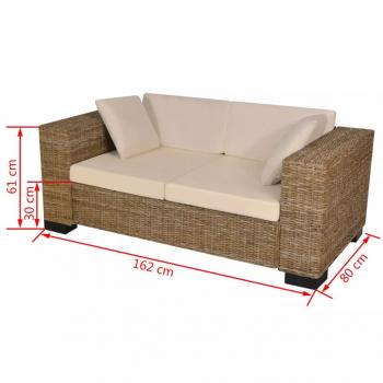 2-Sitzer Sofa Echtes Rattan 