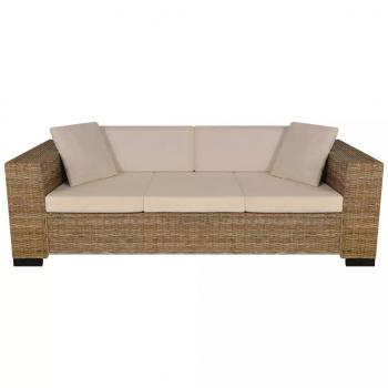 3-Sitzer Sofa Echtes Rattan 