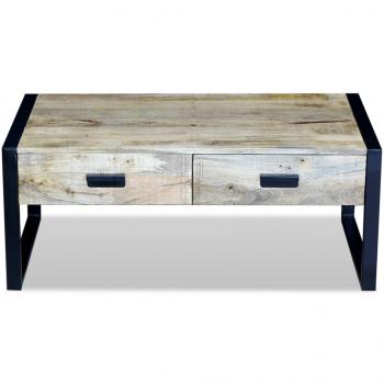 Couchtisch mit 2 Schubladen Massivholz Mango 100x60x40 cm