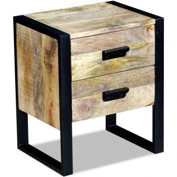 ARDEBO.de - Beistelltisch mit 2 Schubladen Mango Holz 43x33x51 cm