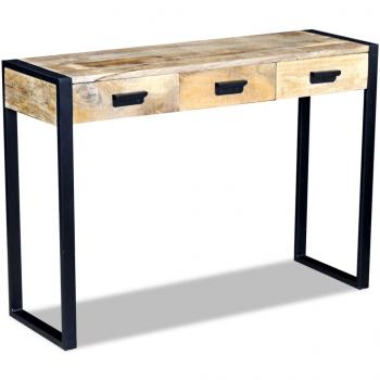 Konsolentisch mit 3 Schubladen Mangoholz Massiv 110x35x78 cm