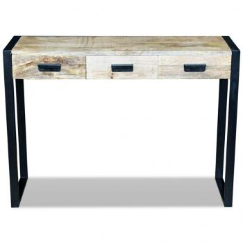 Konsolentisch mit 3 Schubladen Mangoholz Massiv 110x35x78 cm