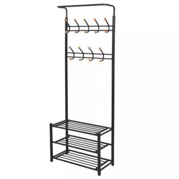 ARDEBO.de - Garderobe mit Schuhablage 68×32×182,5 cm Schwarz