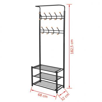 Garderobe mit Schuhablage 68×32×182,5 cm Schwarz