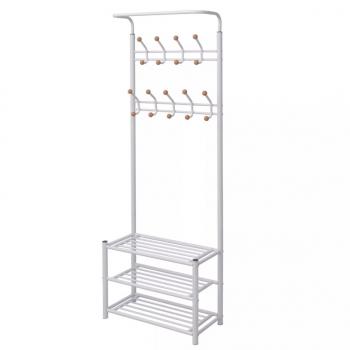 ARDEBO.de - Garderobe mit Schuhablage 68×32×182,5 cm Weiß