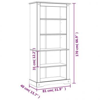 Bücherschrank 5 Fächer Mexiko-Stil Kiefernholz 81x40x170 cm