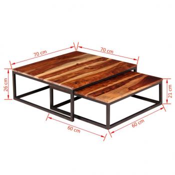 2-tlg. Satztisch-Set Massivholz Palisander