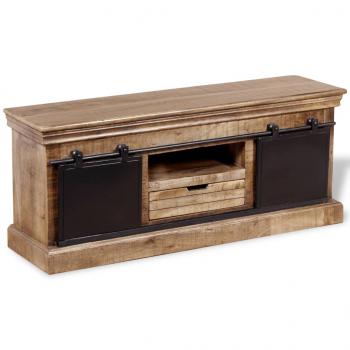 ARDEBO.de - TV-Schrank mit 2 Schiebetüren Massivholz Mango 110x30x45 cm