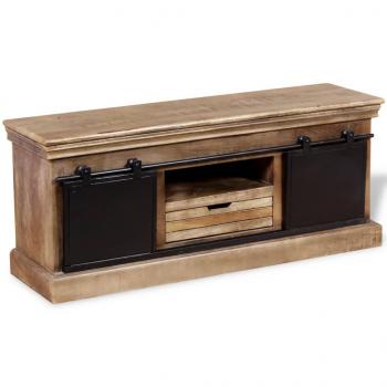 TV-Schrank mit 2 Schiebetüren Massivholz Mango 110x30x45 cm