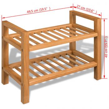 Schuhregal mit 2 Etagen 50x27x40 cm Massivholz Eiche