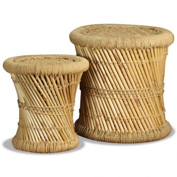 ARDEBO.de - Hocker 2 Stk. Bambus und Jute