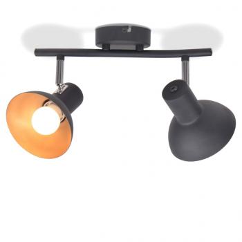 ARDEBO.de - Deckenlampe für 2 Glühbirnen E27 Schwarz und Gold