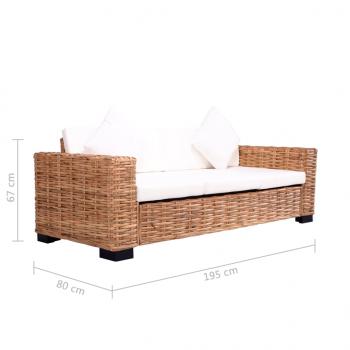 3-Sitzer-Sofa Natürliches Rattan  