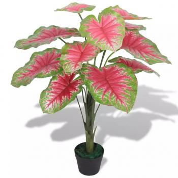 ARDEBO.de - Künstliche Caladium Pflanze mit Topf 85 cm Rot und Grün