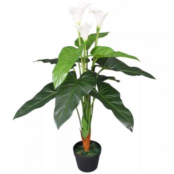 ARDEBO.de - Künstliche Calla-Lilie mit Topf 85 cm Weiß