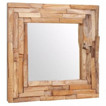 ARDEBO.de - Dekorativer Spiegel Teak 60 x 60 cm Quadratisch