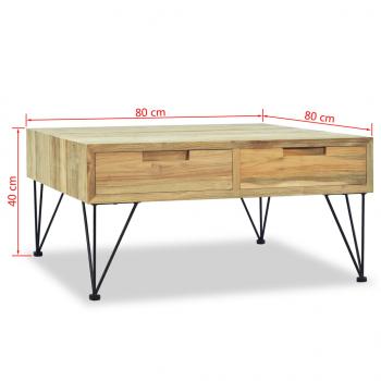 Couchtisch 80x80x40 cm Massivholz Teak