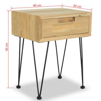 Nachttisch 40x30x50 cm Massivholz Teak