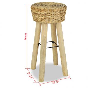 Barhocker 2 Stk. Natur Rattan