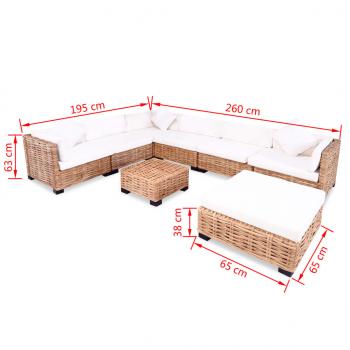 Sofagarnitur 27-tlg. Natürliches Rattan