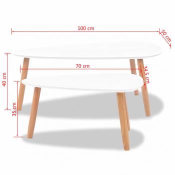 Beistelltisch-Set 2 Stk. Kiefernholz Massiv Weiß