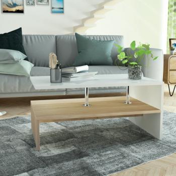 ARDEBO.de - Couchtisch Holzwerkstoff 90x59x42 cm Eiche und Weiß