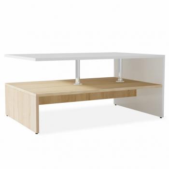 Couchtisch Holzwerkstoff 90x59x42 cm Eiche und Weiß