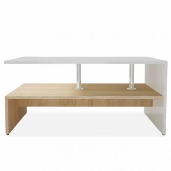 Couchtisch Holzwerkstoff 90x59x42 cm Eiche und Weiß