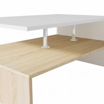 Couchtisch Holzwerkstoff 90x59x42 cm Eiche und Weiß