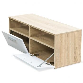 TV-Schrank Holzwerkstoff 95x35x36 cm Eiche und Weiß