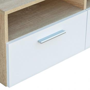 TV-Schrank Holzwerkstoff 95x35x36 cm Eiche und Weiß