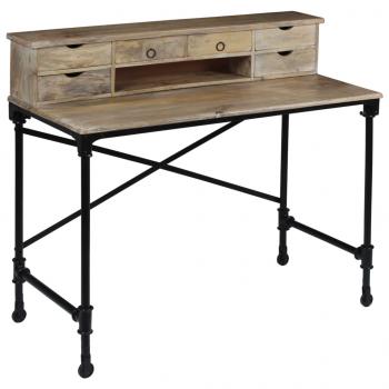 ARDEBO.de - Schreibtisch Mangoholz Massiv und Stahl 110 x 50 x 96 cm