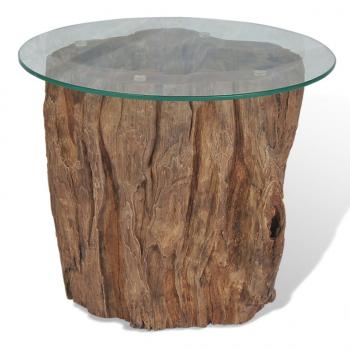 Couchtisch Teak Glas 50x40 cm