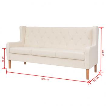 Sofa 3-Sitzer Stoff Cremeweiß